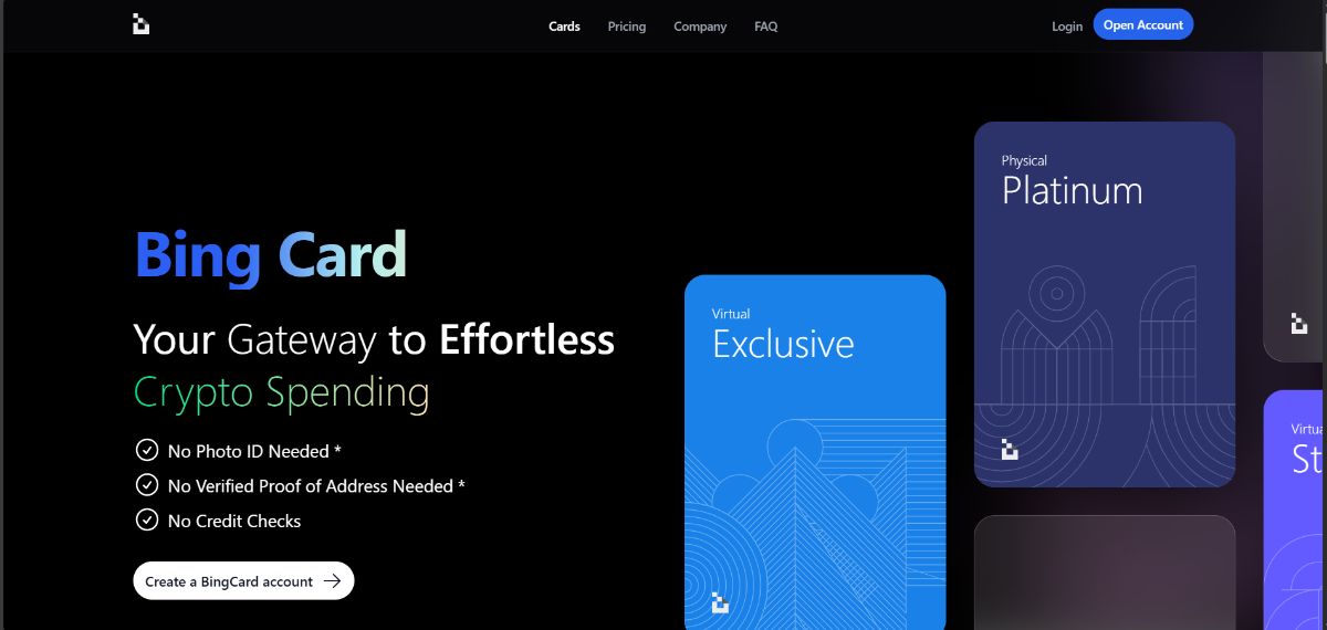 2. BingCard — BingCard ofrece tarjetas virtuales sin KYC que emites en minutos, además de una tarjeta física opcional con…